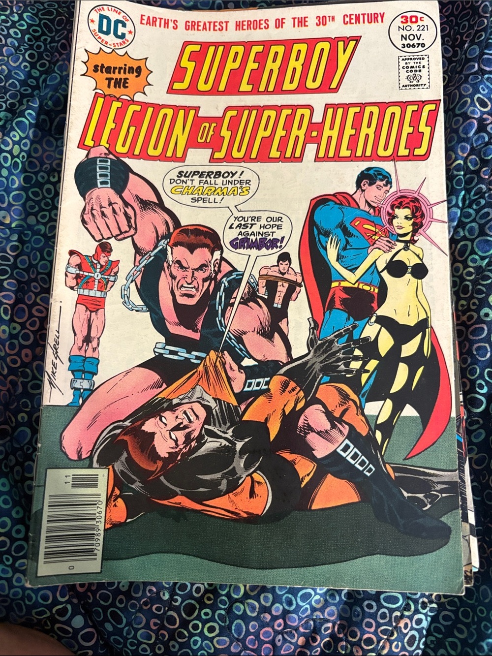 Vintage 1976 DC Superboy Comic Cover with Red Yellow Blue Accents